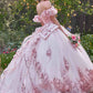 Ladivine 15701 Floral Off the Shoulder A-line Quince Ball Gown