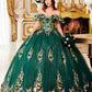 Ladivine 15701 Floral Off the Shoulder A-line Quince Ball Gown