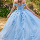 Ladivine 15702 Floral Off the Shoulder Floral Quince Ball Gown
