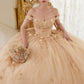 Ladivine 15702 Floral Off the Shoulder Floral Quince Ball Gown