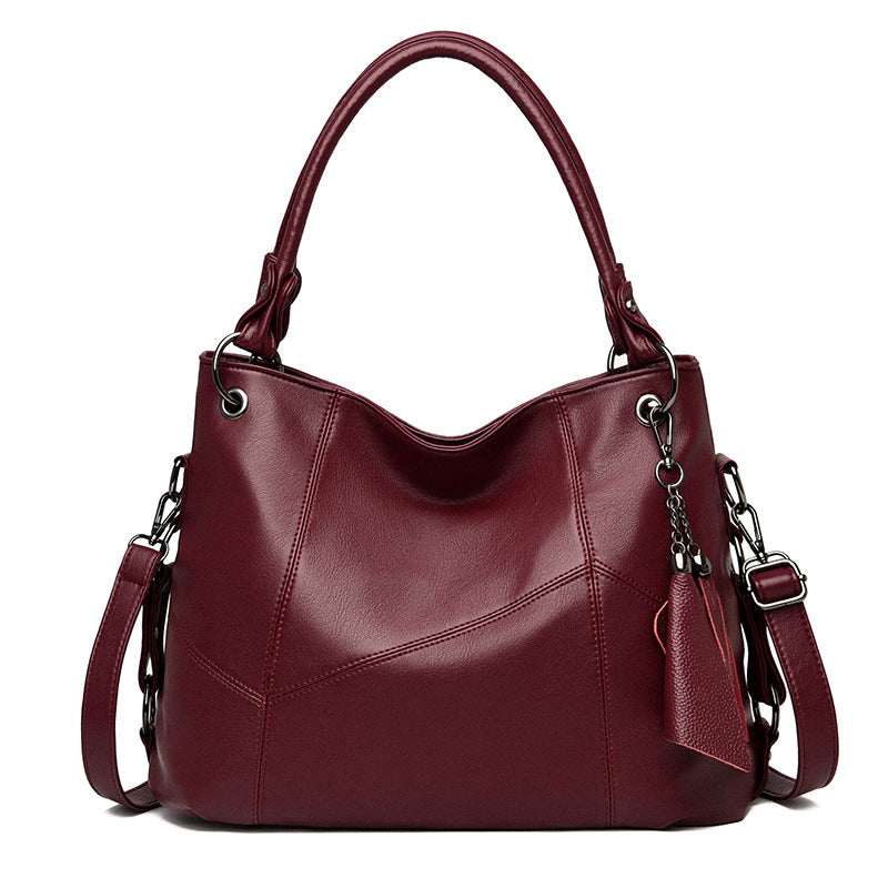 Women's Large Capacity Fan Stitching Simple Tassel Handbags