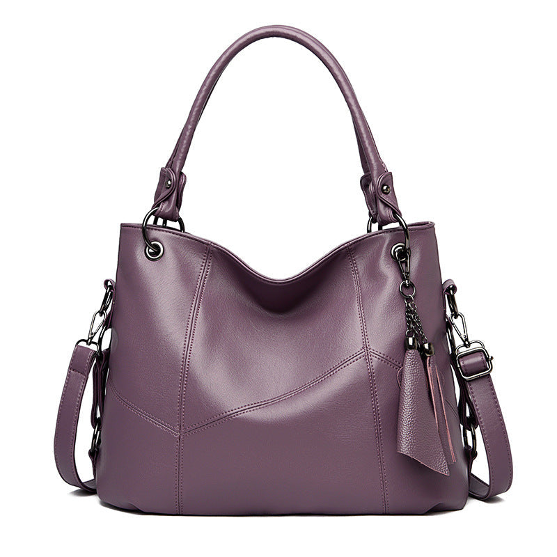 Women's Large Capacity Fan Stitching Simple Tassel Handbags