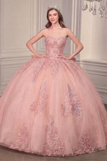 Vestido de Quinceañera Strapless Ladivine 15715 Acampanado Esponjoso Línea A para Dulces 16