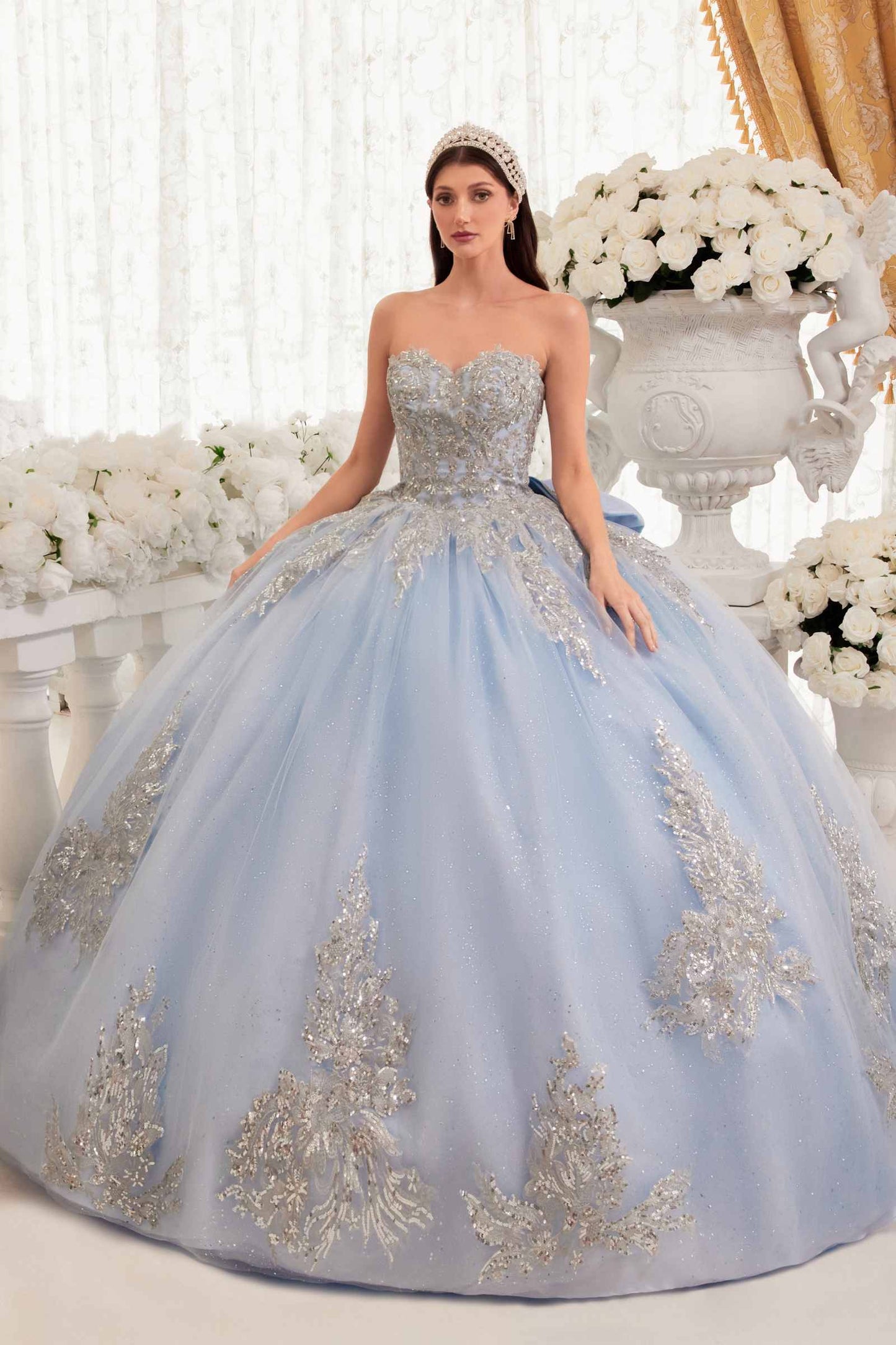 Vestido de Quinceañera Strapless Ladivine 15715 Acampanado Esponjoso Línea A para Dulces 16