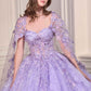 Vestido largo y voluminoso de quinceañera Ladivine 15719 con capa de tul