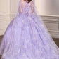 Vestido largo y voluminoso de quinceañera Ladivine 15719 con capa de tul