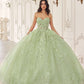 Vestido largo y voluminoso de quinceañera Ladivine 15719 con capa de tul