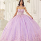 Ladivine 15723 Long Poofy A-Line Quinceanera Gown with Tulle Cape
