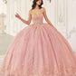 Ladivine 15723 Long Poofy A-Line Quinceanera Gown with Tulle Cape