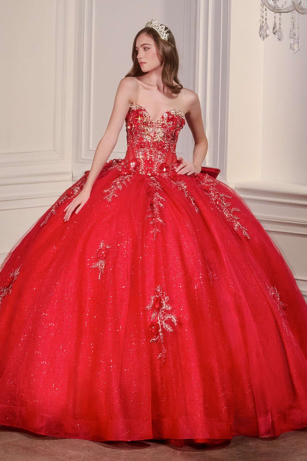 Vestido de Gala de Quinceañera Strapless con Escote Corazón Ladivine 15726