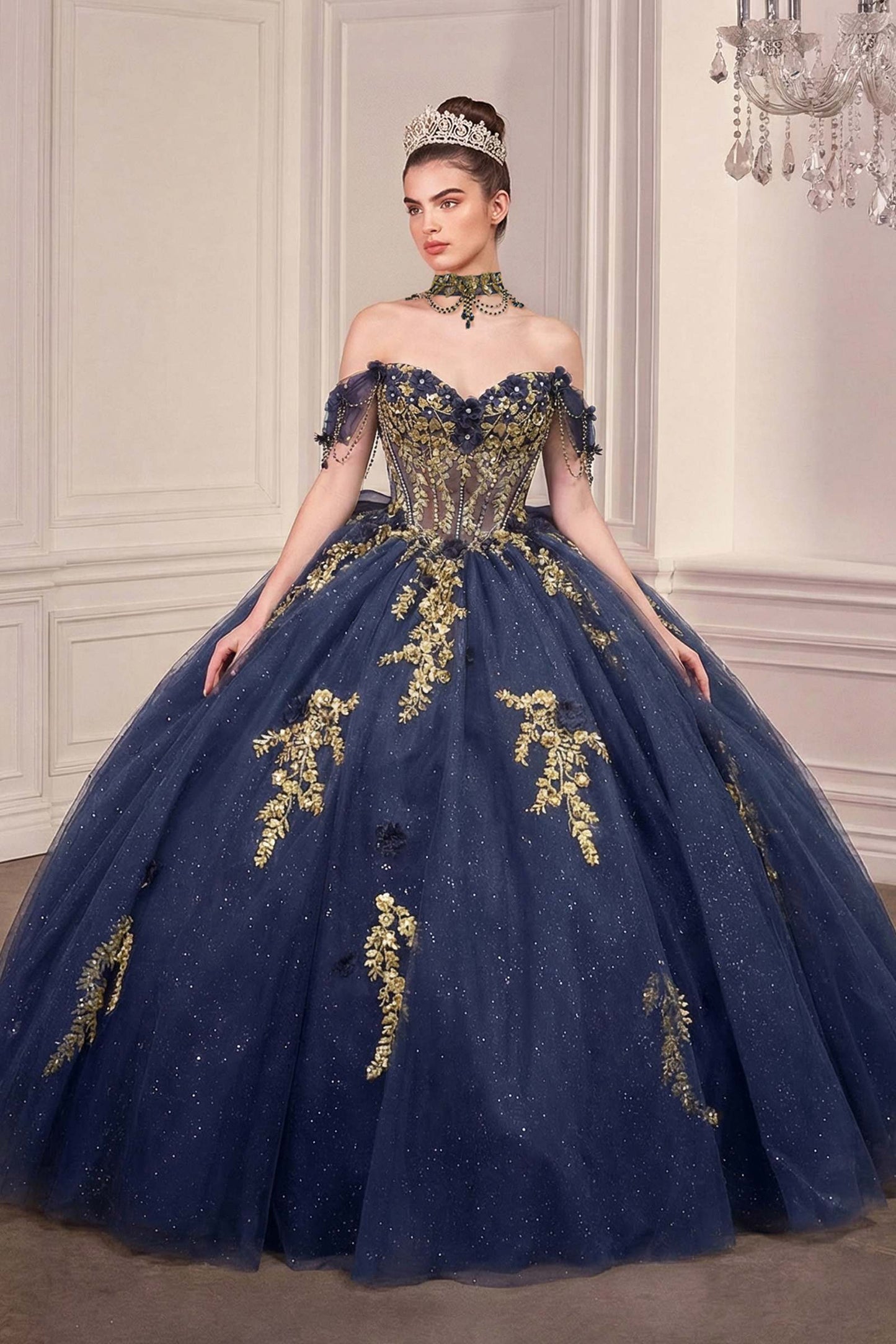 Vestido de gala de quinceañera con hombros descubiertos Ladivine 15728