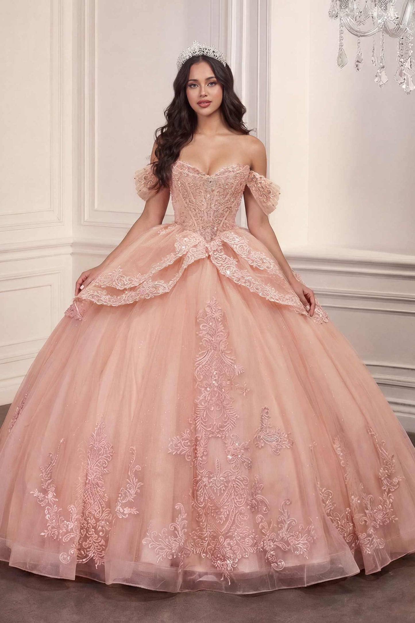 Vestido de gala de quinceañera sin hombros Ladivine 15729
