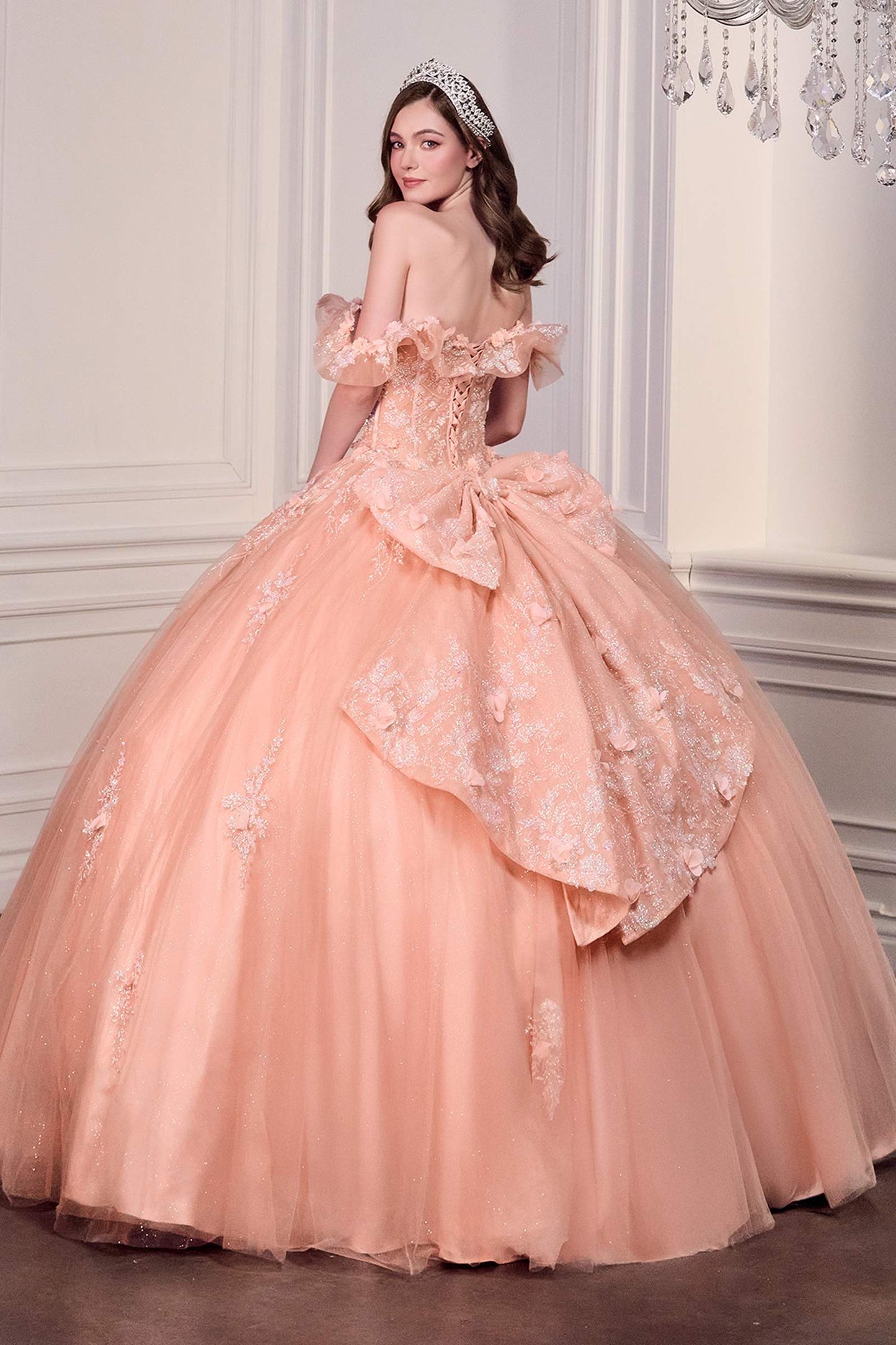 Vestido de Gala de Quinceañera Corte A con Hombros Caídos Ladivine 15731
