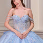 Vestido de Gala de Quinceañera con Hombros Caídos, Corsé con Cuentas y Escote Corazón Ladivine 15735