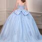 Vestido de Gala de Quinceañera con Hombros Caídos, Corsé con Cuentas y Escote Corazón Ladivine 15735
