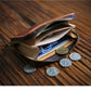 Men's Handmade Retro First Layer Cowhide Zipper Short Coin Purses