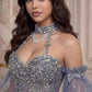 Vestido de quinceañera Ladivine 15741 con escote corazón y tirante tipo gargantilla
