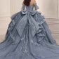 Vestido de quinceañera Ladivine 15741 con escote corazón y tirante tipo gargantilla