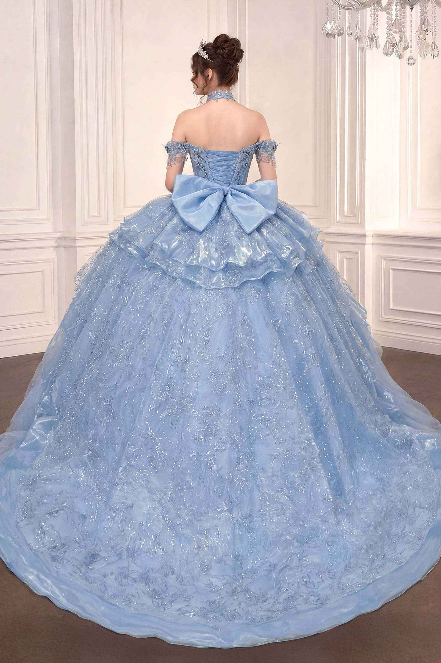 Vestido de Gala de Quinceañera Abullonado con Hombros Descubiertos Ladivine 15742