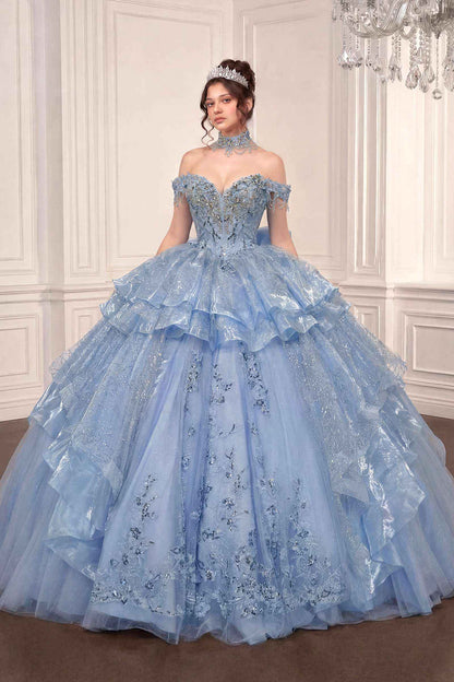 Vestido de Gala de Quinceañera Abullonado con Hombros Descubiertos Ladivine 15742