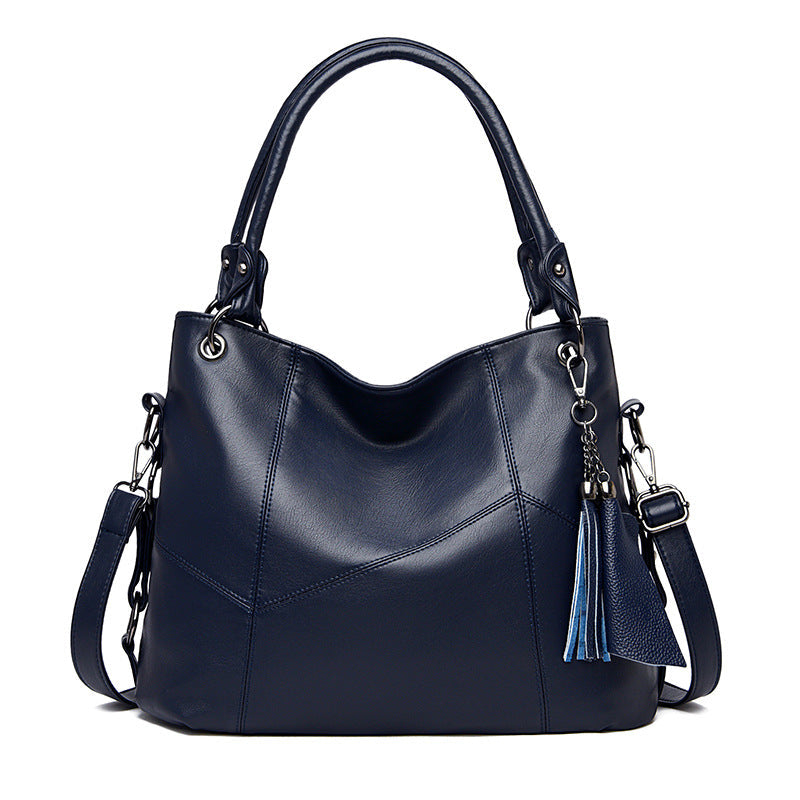 Women's Large Capacity Fan Stitching Simple Tassel Handbags