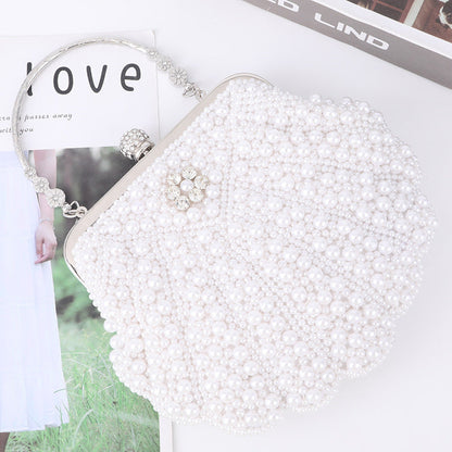 Fashionable Elegant Shell Pearl Dinner Large Evening Bags