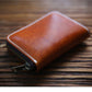 Men's Handmade Retro First Layer Cowhide Zipper Short Coin Purses