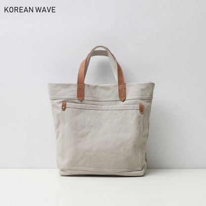 Summer Canvas With Cowhide Portable Mori Shoulder Bags