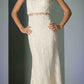 Cinderella Divine 1586 Halter Lace Appliques Mock Two-Piece Gown