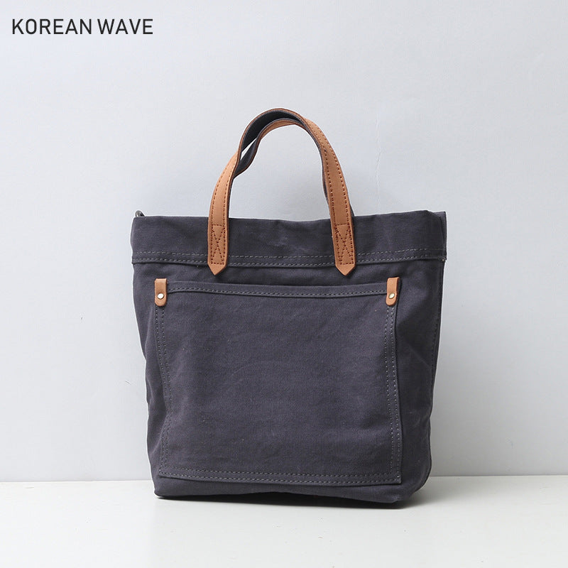 Summer Canvas With Cowhide Portable Mori Shoulder Bags