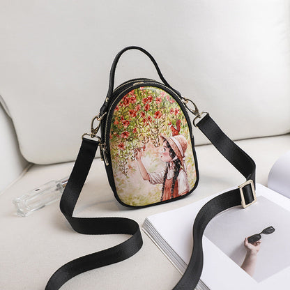 Women's Mobile Printed Cartoon Cute Zipper Phone Bags