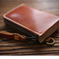 Men's First Layer Cowhide Leather Short Zipper Vertical Driving Card Holder