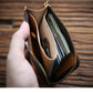 Men's First Layer Cowhide Leather Short Zipper Vertical Driving Card Holder