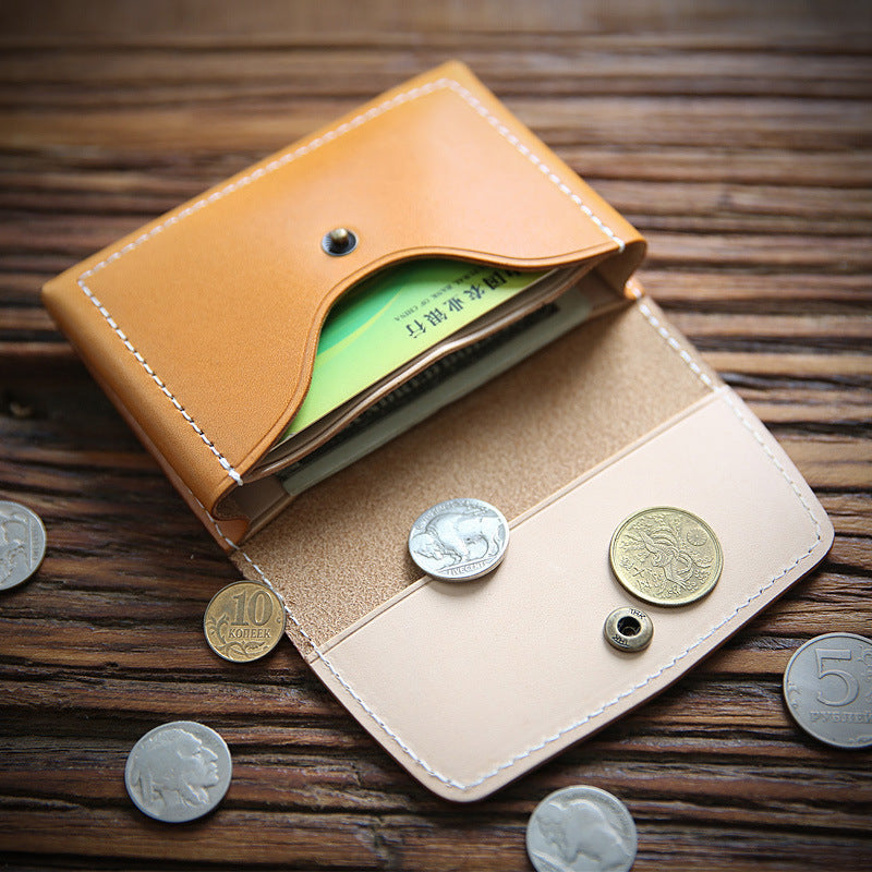 Women's & Men's Handmade Retro Short And Genuine Cattlehide Leather Men's Wallets