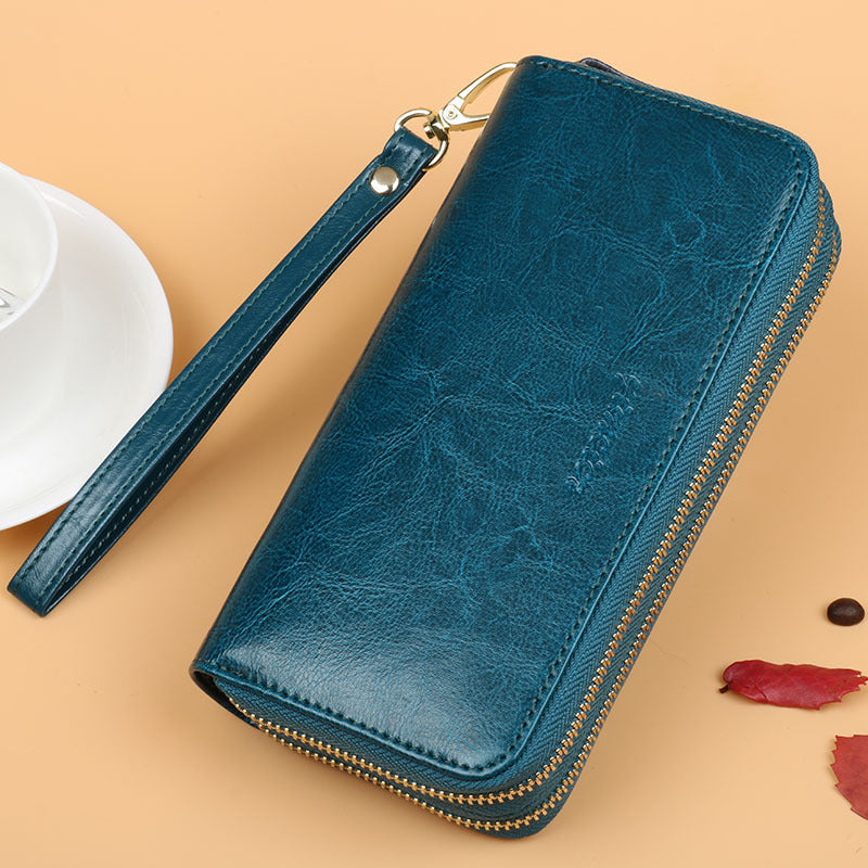 Women's Long Double Layer Zipper Large Capacity Ladies Wallets