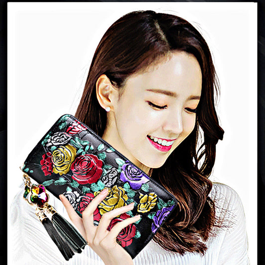 Women's Long Zipper Elegant Fashion Leather Large Ladies Wallets
