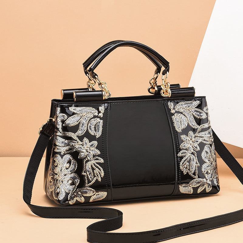 Women's Fashion Bright Leather Chinese Style Embroidered Shoulder Bags