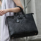 Women's Commuter Crocodile Pattern Genuine Leather Large Capacity Handbags