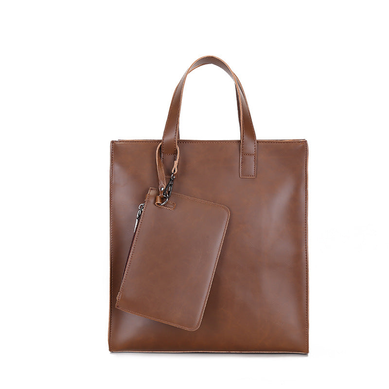 Men's Vertical Fashion Retro Crazy Horse Leather Bags