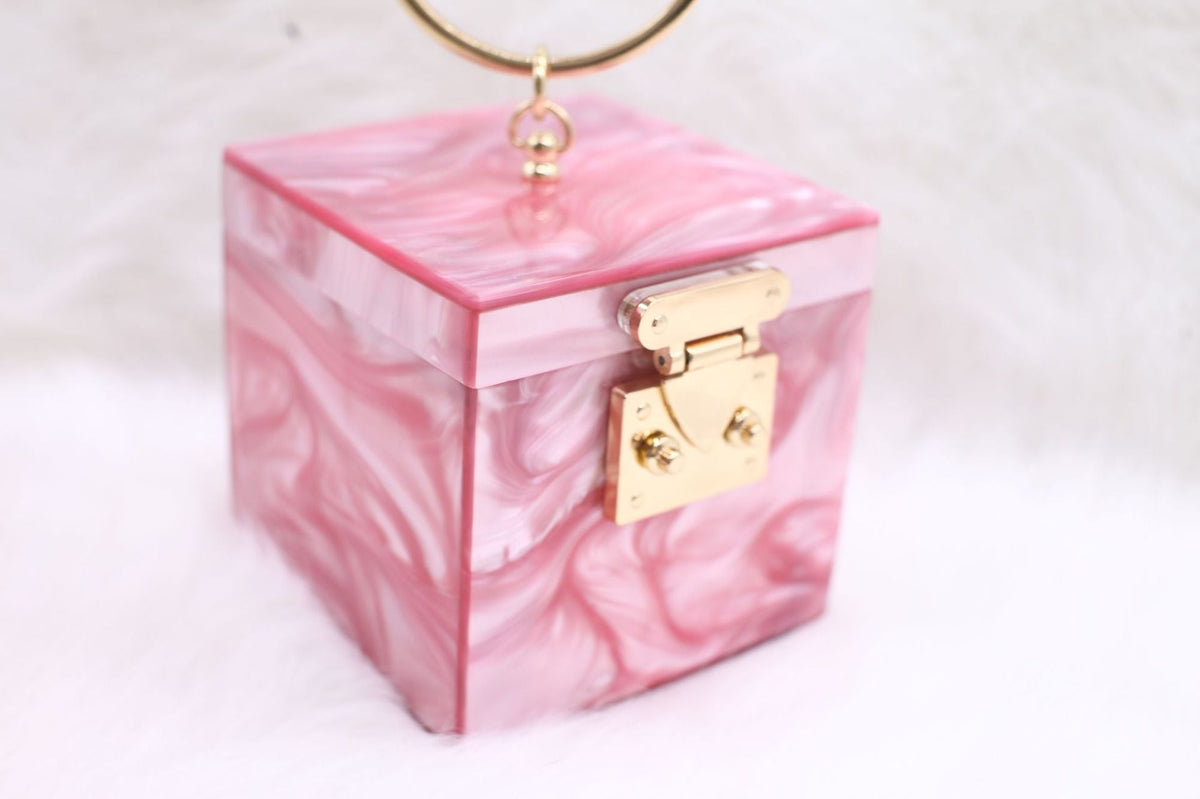 Elegant Marble Pattern Acrylic Box Hand Evening Bags