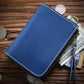 Men's First Layer Cowhide Leather Short Zipper Vertical Driving Card Holder