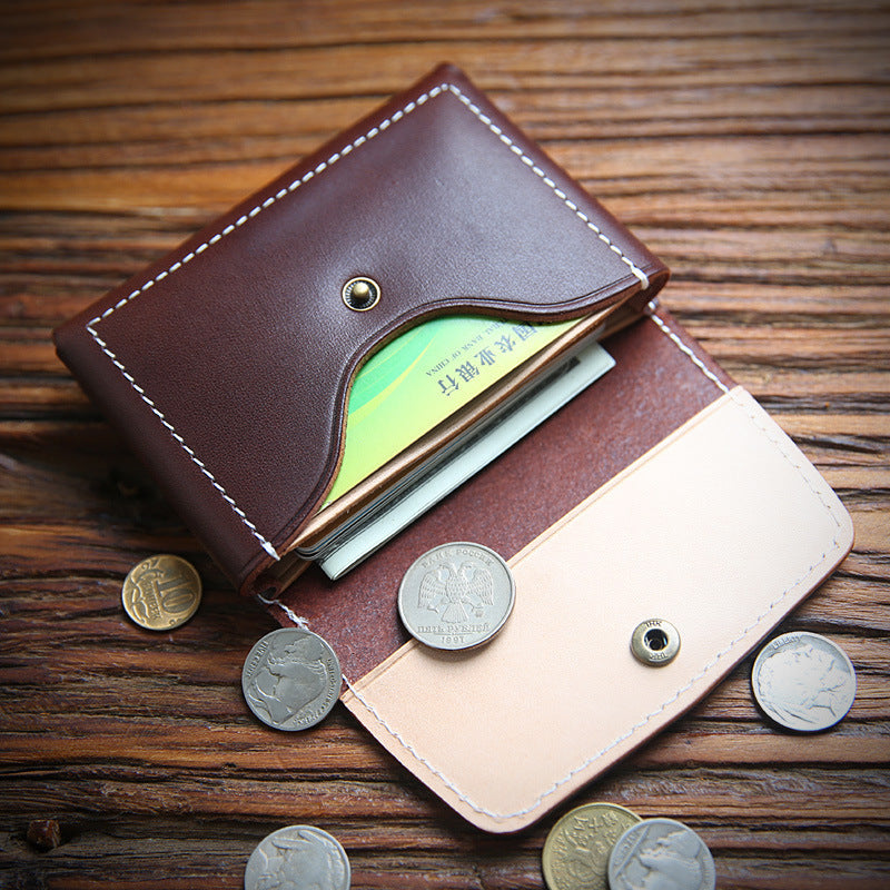 Women's & Men's Handmade Retro Short And Genuine Cattlehide Leather Men's Wallets