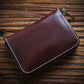 Men's Handmade Retro First Layer Cowhide Zipper Short Coin Purses