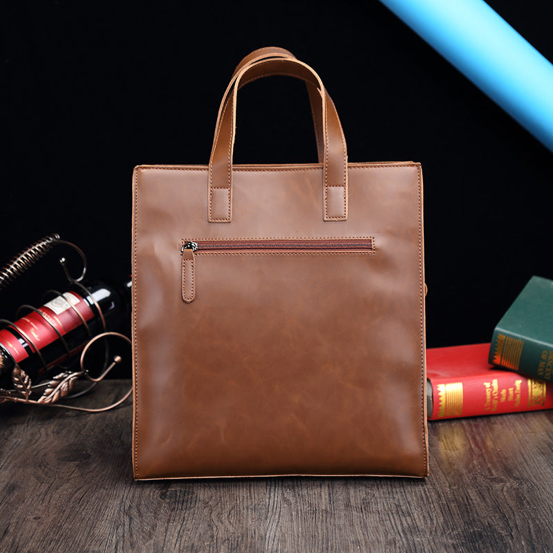 Men's Vertical Fashion Retro Crazy Horse Leather Bags