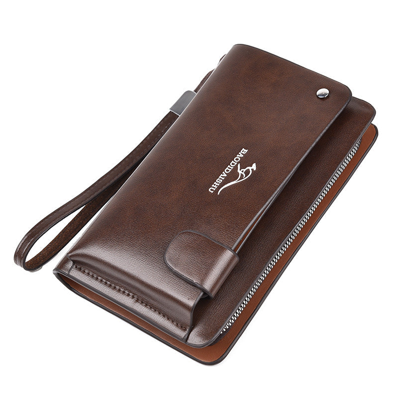 Men's Kangaroo Clutch Single Zipper Business Handbags