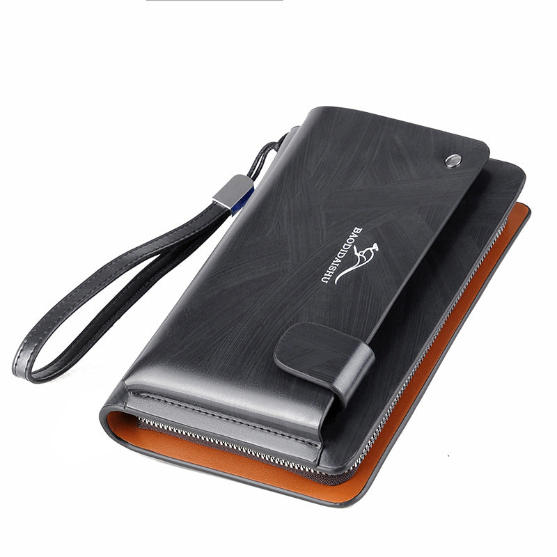 Men's Kangaroo Clutch Single Zipper Business Handbags