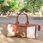 Leather Duffle Bag - Brown & White, Stylish Travel Companion, Perfect for Weekend Getaways, Unique Gift for Travelers