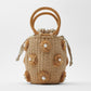 Women's Flower Artificial Pearl Decoration Portable Basket Handbags