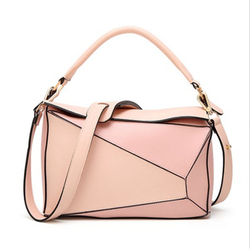 Women's Large Geometric Portable Contrast Color Pillow Bags