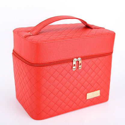 Plaid Portable Convenient Large Multifunctional Storage Cosmetic Bags